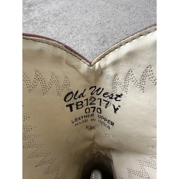 Young Cowboy Western Boots Old West Ostrich Boots Brown Leather, Size 070, US 7 - Picture 6 of 6